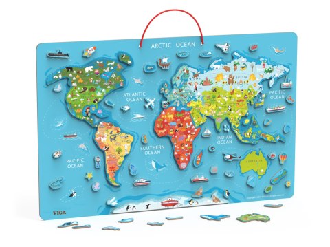 Viga 44508 2w1 Tablica edukacyjna z magnetyczną mapą świata Viga 44508 2w1 Tablica edukacyjna z magnetyczną mapą świata