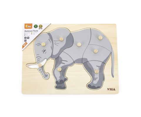 Viga 44601 Puzzle na podkładce z uchwytami - Słoń Viga 44601 Puzzle na podkładce z uchwytami - Słoń