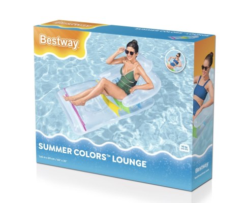 Bestway 43011 Dmuchany składany materac plażowy z oparciem i podkłokietnikami Przezroczysty 1.65m x Bestway 43011 Dmuchany składany materac plażowy z oparciem i podkłokietnikami Przezroczysty 1.65m x