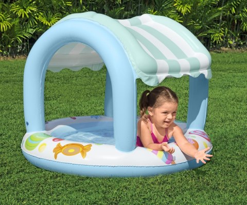 Bestway 52638 Basenik dmuchany z daszkiem i pompowanym dnem Cukierkowy Domek 1.04m x 84cm Bestway 52638 Basenik dmuchany z daszkiem i pompowanym dnem Cukierkowy Domek 1.04m x 84cm