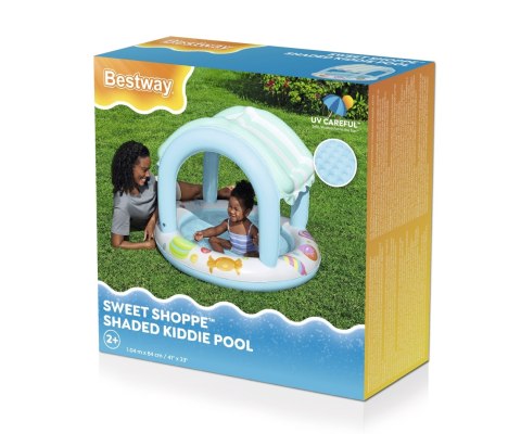 Bestway 52638 Basenik dmuchany z daszkiem i pompowanym dnem Cukierkowy Domek 1.04m x 84cm Bestway 52638 Basenik dmuchany z daszkiem i pompowanym dnem Cukierkowy Domek 1.04m x 84cm