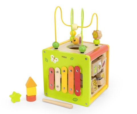 Viga 44716 Kostka edukacyjna 5w1 z labiryntami i cymbałkami Viga 44716 Kostka edukacyjna 5w1 z labiryntami i cymbałkami