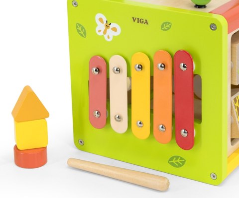 Viga 44716 Kostka edukacyjna 5w1 z labiryntami i cymbałkami Viga 44716 Kostka edukacyjna 5w1 z labiryntami i cymbałkami