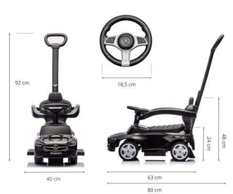 Milly Mally Pojazd z rączką MERCEDES C-Class Deluxe Black Milly Mally Pojazd z rączką MERCEDES C-Class Deluxe Black