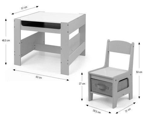Milly Mally Zestaw mebli - Stolik i dwa krzesełka Sven Grey Milly Mally Zestaw mebli - Stolik i dwa krzesełka Sven Grey