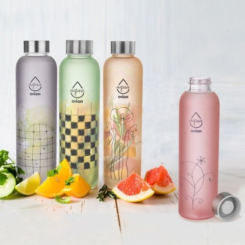 Butelka szklana bidon na wodę sok lemoniadę smoothie koktajl szachownica 600 ml Butelka szklana bidon na wodę sok lemoniadę smoothie koktajl szachownica 600 ml