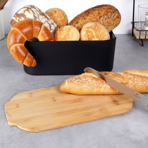 Chlebak z deską czarny 33x18,5x12 cm Chlebak z deską czarny 33x18,5x12 cm
