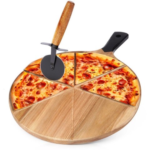 Deska do pizzy drewniana okrągła z nożem 30 cm 2 el. Deska do pizzy drewniana okrągła z nożem 30 cm 2 el.