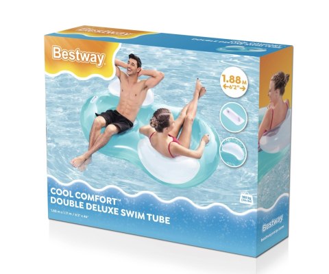 Bestway 43009 Koło do pływania podwójne Cool Comfort Niebieskie 1.88m x 1.17m Bestway 43009 Koło do pływania podwójne Cool Comfort Niebieskie 1.88m x 1.17m