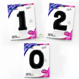 Balon Foliowy Cyfra 0, Czarna, 102cm Grabo