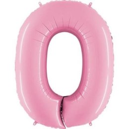 Balon Foliowy Cyfra 0, pudrowy róż, 102cm Grabo