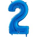 Balon Foliowy Cyfra 2 Niebieski, 66 cm Grabo