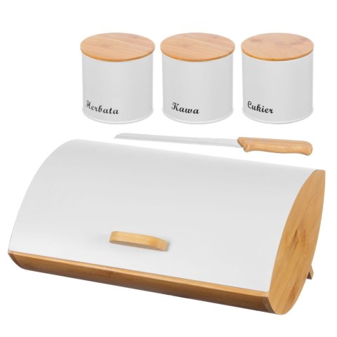 CHLEBAK STALOWO-BAMBUSOWY + 3 POJEMNIKI KAWA HERBATA CUKIER BRUNBESTE BB-2702 CHLEBAK STALOWO-BAMBUSOWY + 3 POJEMNIKI KAWA HERBATA CUKIER BRUNBESTE BB-2702