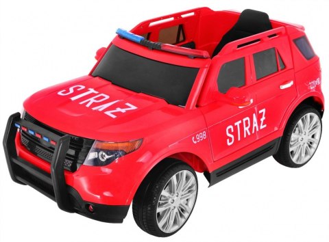 Auto SUV Straż Pożarna na akumulator dla dzieci + Syreny + Światła + Megafon + Pilot + Wolny Start + Naklejki Auto SUV Straż Pożarna na akumulator dla dzieci + Syreny + Światła + Megafon + Pilot + Wolny Start + Naklejki