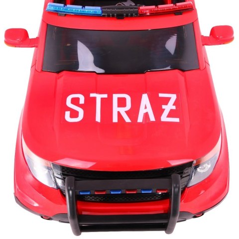 Auto SUV Straż Pożarna na akumulator dla dzieci + Syreny + Światła + Megafon + Pilot + Wolny Start + Naklejki Auto SUV Straż Pożarna na akumulator dla dzieci + Syreny + Światła + Megafon + Pilot + Wolny Start + Naklejki