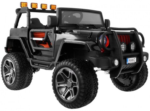 Auto terenowe typu jeep Monster 4x4 dla dzieci Czarny + Pilot + Regulacja siedzenia + Wolny Start + MP3 LED + Bagażnik + Plecak Auto terenowe typu jeep Monster 4x4 dla dzieci Czarny + Pilot + Regulacja siedzenia + Wolny Start + MP3 LED + Bagażnik + Plecak