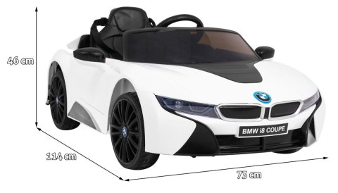 BMW I8 Lift Auto na akumulator Biały + Pilot + Wolny Start + 3-pkt pasy + MP3 USB + LED BMW I8 Lift Auto na akumulator Biały + Pilot + Wolny Start + 3-pkt pasy + MP3 USB + LED