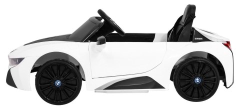 BMW I8 Lift Auto na akumulator Biały + Pilot + Wolny Start + 3-pkt pasy + MP3 USB + LED BMW I8 Lift Auto na akumulator Biały + Pilot + Wolny Start + 3-pkt pasy + MP3 USB + LED