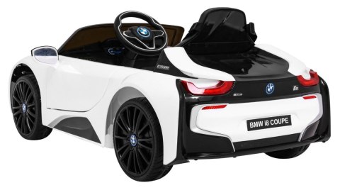 BMW I8 Lift Auto na akumulator Biały + Pilot + Wolny Start + 3-pkt pasy + MP3 USB + LED BMW I8 Lift Auto na akumulator Biały + Pilot + Wolny Start + 3-pkt pasy + MP3 USB + LED