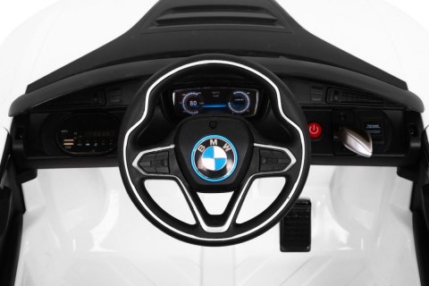 BMW I8 Lift Auto na akumulator Biały + Pilot + Wolny Start + 3-pkt pasy + MP3 USB + LED BMW I8 Lift Auto na akumulator Biały + Pilot + Wolny Start + 3-pkt pasy + MP3 USB + LED