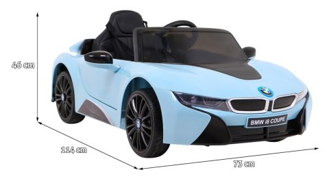 BMW I8 Lift Auto na akumulator Niebieski + Pilot + Wolny Start + 3-pkt pasy + MP3 USB + LED BMW I8 Lift Auto na akumulator Niebieski + Pilot + Wolny Start + 3-pkt pasy + MP3 USB + LED