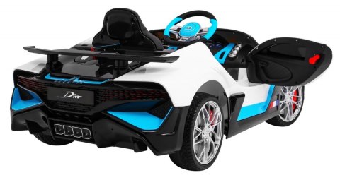 Bugatti Divo Autko na akumulator dla dzieci Biały + Pilot + EVA + Wolny Start + LED MP3 Bugatti Divo Autko na akumulator dla dzieci Biały + Pilot + EVA + Wolny Start + LED MP3