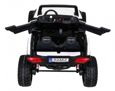 Buggy Clash na akumulator dla 2 dzieci Biały + Pilot + Napęd 4x4 + Regulacja siedzenia + Radio MP3 + LED Buggy Clash na akumulator dla 2 dzieci Biały + Pilot + Napęd 4x4 + Regulacja siedzenia + Radio MP3 + LED