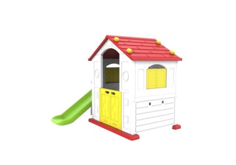 Domek Ogrodowy 3w1 dla dzieci Czerwony Dach + Zjeżdżalnia + Koszykówka Domek Ogrodowy 3w1 dla dzieci Czerwony Dach + Zjeżdżalnia + Koszykówka