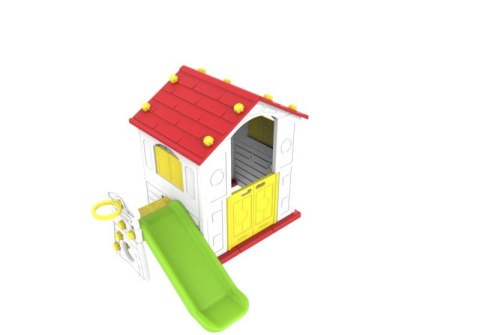 Domek Ogrodowy 3w1 dla dzieci Czerwony Dach + Zjeżdżalnia + Koszykówka Domek Ogrodowy 3w1 dla dzieci Czerwony Dach + Zjeżdżalnia + Koszykówka
