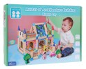 Drewniane klocki konstrukcyjne dla dzieci 3+ Kolorowy zestaw 128 el. do budowania domku Drewniane klocki konstrukcyjne dla dzieci 3+ Kolorowy zestaw 128 el. do budowania domku