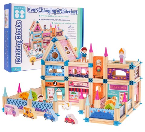 Drewniany Domek Księżniczki dla dzieci 3+ Klocki 278 el. + Figurki + Łączniki + Instrukcja Drewniany Domek Księżniczki dla dzieci 3+ Klocki 278 el. + Figurki + Łączniki + Instrukcja