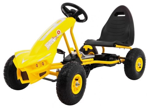 Gokart Champion na pedały dla dzieci 3+ Żółty + Pompowane opony + Regulowane siedzisko + Ręczny hamulec Gokart Champion na pedały dla dzieci 3+ Żółty + Pompowane opony + Regulowane siedzisko + Ręczny hamulec