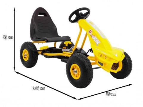 Gokart Champion na pedały dla dzieci 3+ Żółty + Pompowane opony + Regulowane siedzisko + Ręczny hamulec Gokart Champion na pedały dla dzieci 3+ Żółty + Pompowane opony + Regulowane siedzisko + Ręczny hamulec