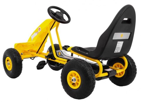Gokart Champion na pedały dla dzieci 3+ Żółty + Pompowane opony + Regulowane siedzisko + Ręczny hamulec Gokart Champion na pedały dla dzieci 3+ Żółty + Pompowane opony + Regulowane siedzisko + Ręczny hamulec