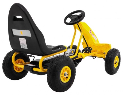 Gokart Champion na pedały dla dzieci 3+ Żółty + Pompowane opony + Regulowane siedzisko + Ręczny hamulec Gokart Champion na pedały dla dzieci 3+ Żółty + Pompowane opony + Regulowane siedzisko + Ręczny hamulec