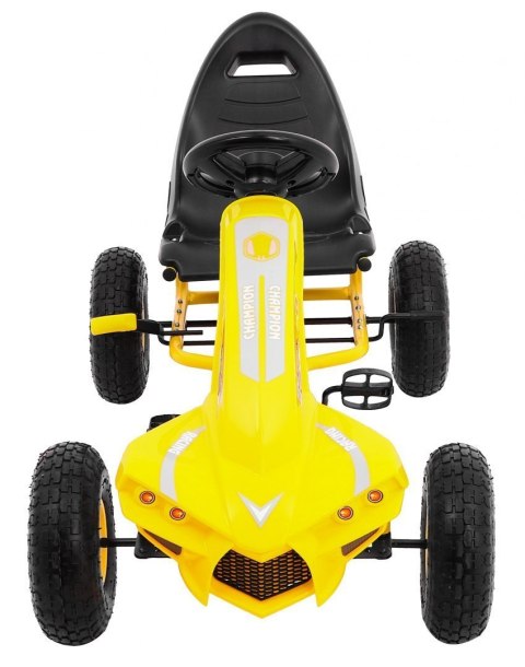 Gokart Champion na pedały dla dzieci 3+ Żółty + Pompowane opony + Regulowane siedzisko + Ręczny hamulec Gokart Champion na pedały dla dzieci 3+ Żółty + Pompowane opony + Regulowane siedzisko + Ręczny hamulec