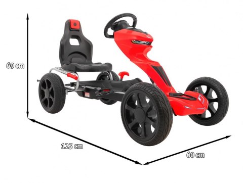 Gokart Grand Ride na pedały dla dzieci 3+ Czerwony + Koła EVA + Regulacja fotela + Hamulec ręczny Gokart Grand Ride na pedały dla dzieci 3+ Czerwony + Koła EVA + Regulacja fotela + Hamulec ręczny