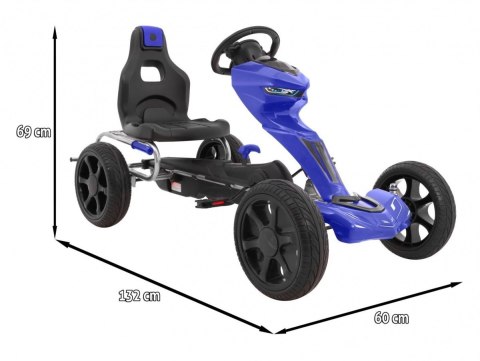 Gokart Grand Ride na pedały dla dzieci 3+ Niebieski + Koła EVA + Regulacja fotela + Hamulec ręczny Gokart Grand Ride na pedały dla dzieci 3+ Niebieski + Koła EVA + Regulacja fotela + Hamulec ręczny