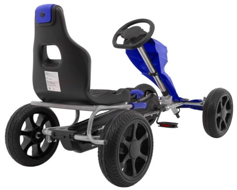 Gokart Grand Ride na pedały dla dzieci 3+ Niebieski + Koła EVA + Regulacja fotela + Hamulec ręczny Gokart Grand Ride na pedały dla dzieci 3+ Niebieski + Koła EVA + Regulacja fotela + Hamulec ręczny