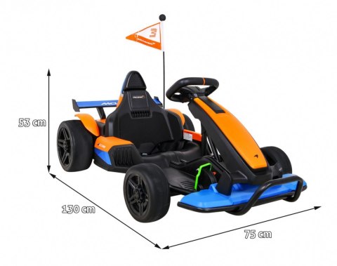 Gokart McLaren Drift na akumulator dla dzieci + Funkcja driftu + Sportowe siedzenie + Światła LED + Wolny Start + EVA Gokart McLaren Drift na akumulator dla dzieci + Funkcja driftu + Sportowe siedzenie + Światła LED + Wolny Start + EVA