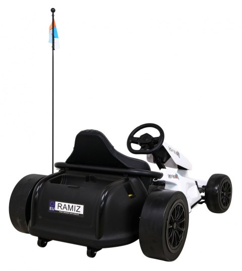 Gokart Speed 7 Drift King na akumulator dla dzieci Biały + Funkcja driftu + Sportowe siedzenie + 2 Prędkości + EVA Gokart Speed 7 Drift King na akumulator dla dzieci Biały + Funkcja driftu + Sportowe siedzenie + 2 Prędkości + EVA