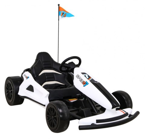Gokart Speed 7 Drift King na akumulator dla dzieci Biały + Funkcja driftu + Sportowe siedzenie + 2 Prędkości + EVA Gokart Speed 7 Drift King na akumulator dla dzieci Biały + Funkcja driftu + Sportowe siedzenie + 2 Prędkości + EVA