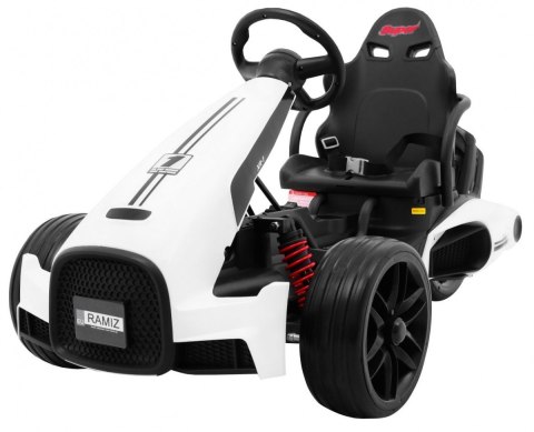 Gokart na akumulator Bolid XR-1 dla dzieci Biały + Regulowana kierownica + Profilowane siedzenie Gokart na akumulator Bolid XR-1 dla dzieci Biały + Regulowana kierownica + Profilowane siedzenie