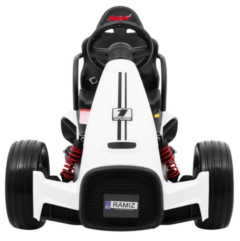 Gokart na akumulator Bolid XR-1 dla dzieci Biały + Regulowana kierownica + Profilowane siedzenie Gokart na akumulator Bolid XR-1 dla dzieci Biały + Regulowana kierownica + Profilowane siedzenie