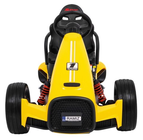 Gokart na akumulator Bolid XR-1 dla dzieci Żółty + Regulowana kierownica + Profilowane siedzenie Gokart na akumulator Bolid XR-1 dla dzieci Żółty + Regulowana kierownica + Profilowane siedzenie
