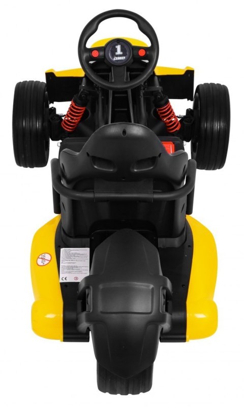 Gokart na akumulator Bolid XR-1 dla dzieci Żółty + Regulowana kierownica + Profilowane siedzenie Gokart na akumulator Bolid XR-1 dla dzieci Żółty + Regulowana kierownica + Profilowane siedzenie
