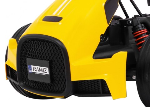 Gokart na akumulator Bolid XR-1 dla dzieci Żółty + Regulowana kierownica + Profilowane siedzenie Gokart na akumulator Bolid XR-1 dla dzieci Żółty + Regulowana kierownica + Profilowane siedzenie