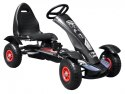 Gokart na pedały Racing XL dla dzieci 3+ Czarny + Pompowane koła + Regulacja fotela + Wolny bieg Gokart na pedały Racing XL dla dzieci 3+ Czarny + Pompowane koła + Regulacja fotela + Wolny bieg