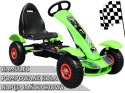Gokart na pedały Racing XL dla dzieci 3+ Zielony + Pompowane koła + Regulacja fotela + Wolny bieg Gokart na pedały Racing XL dla dzieci 3+ Zielony + Pompowane koła + Regulacja fotela + Wolny bieg