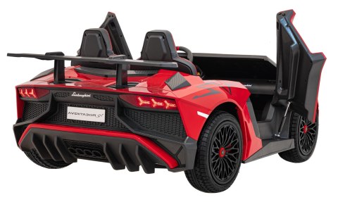 Lamborghini Aventador SV na akumulator dla 2 dzieci Czerwony + Silnik bezszczotkowy + Pompowane koła + Audio LED Lamborghini Aventador SV na akumulator dla 2 dzieci Czerwony + Silnik bezszczotkowy + Pompowane koła + Audio LED